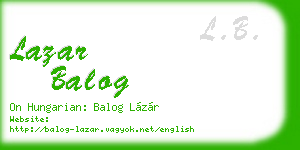 lazar balog business card