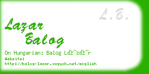 lazar balog business card